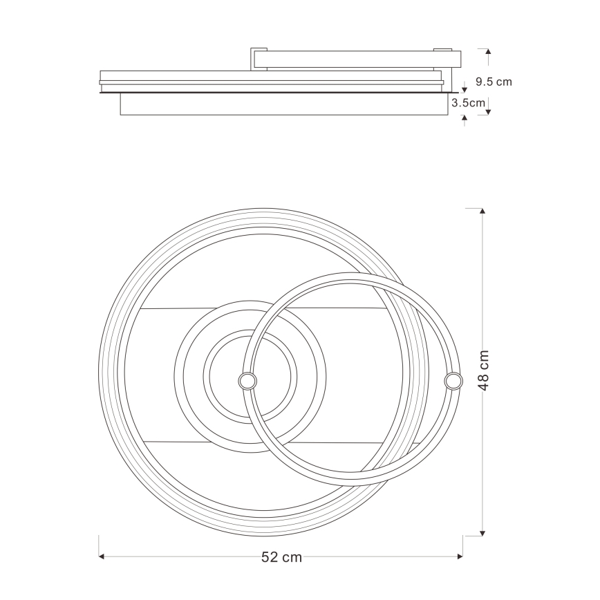 Глобо 48459-46 - світлодіодний стельовий світильник АНІ зі змінною яскравістю, 46 Вт/230 В, 2700–6000 К, 48×52 см + пульт дистанційного керування