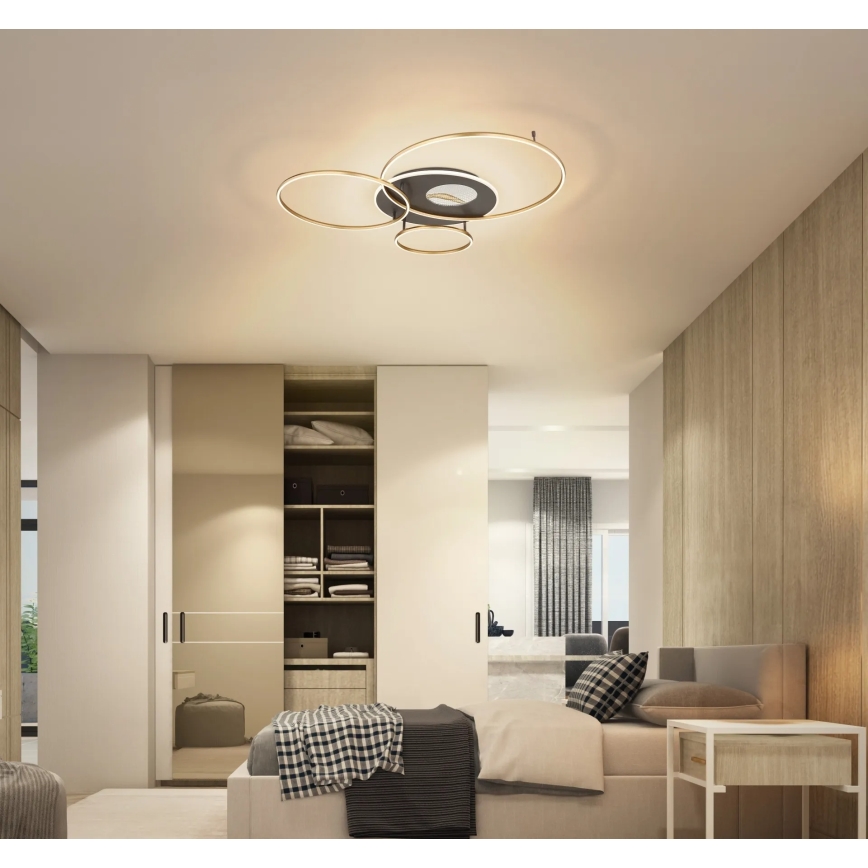 Globo - диммируемый светодиодный потолочный светильник LED/54W/230V 2700-6500K 90x70 cm антрацит/золото + пульт дистанционного управления