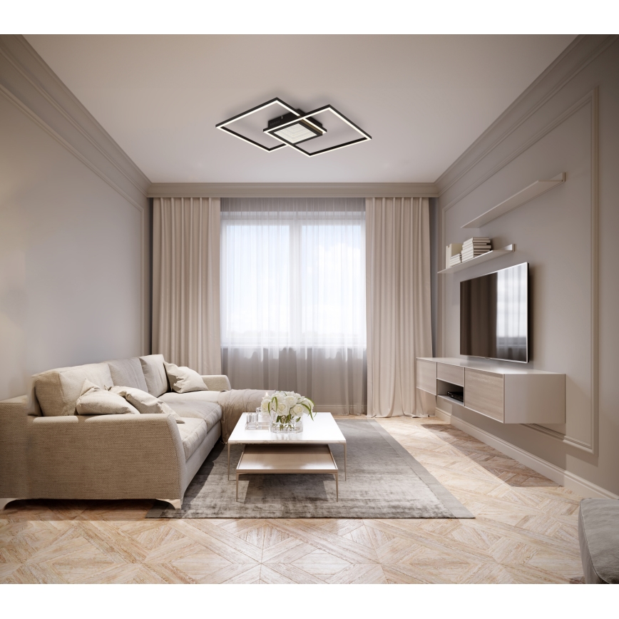 Globo - LED регульований стельовий світильник LED/32W/230V 2700-6500K 42,6x42,6 cm чорний + пульт дистанційного керування