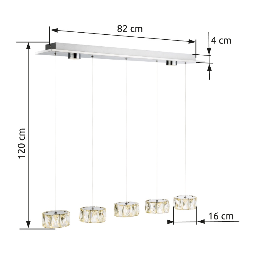 Globo - Світлодіодна підвісна люстра LED/52W/230V 4000K глянцевий хром/прозорий
