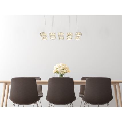 Globo - Светодиодная подвесная люстра LED/92W/230V 4000K блестящий хром/прозрачный