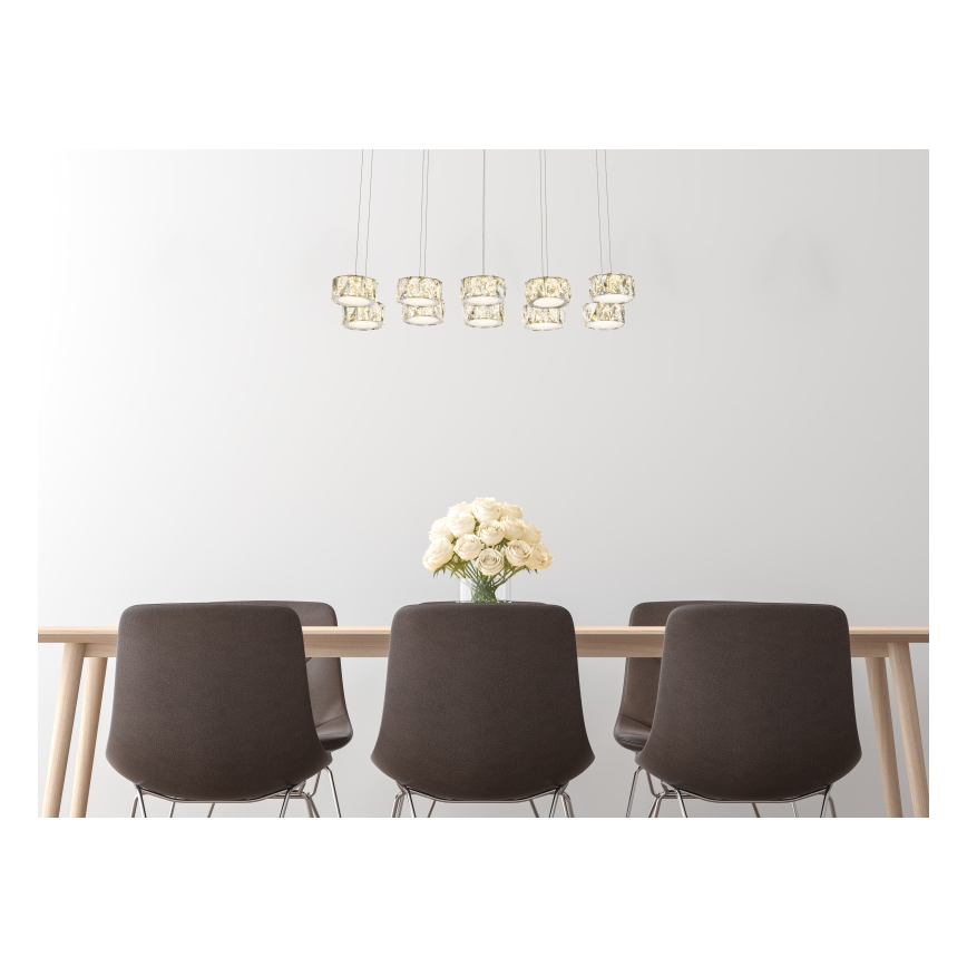 Globo - Светодиодная подвесная люстра LED/92W/230V 4000K блестящий хром/прозрачный