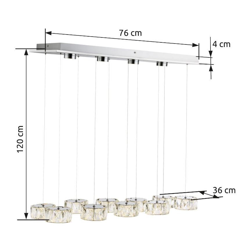 Globo - Светодиодная подвесная люстра LED/92W/230V 4000K блестящий хром/прозрачный