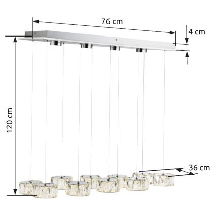 Globo - Світлодіодна підвісна люстра LED/92W/230V 4000K глянцевий хром/прозорий