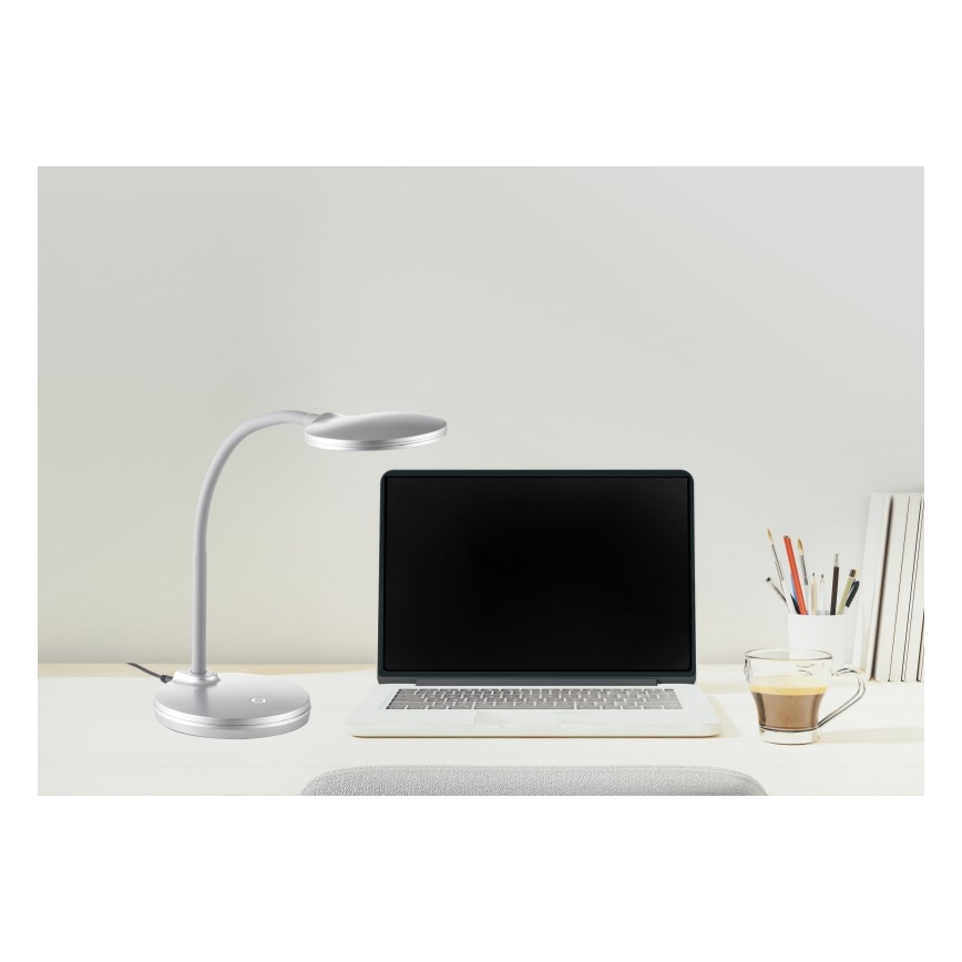 Globo - LED Гнучка сенсорна настільна лампа з регулюванням яскравості LED/4,6W/230V срібний