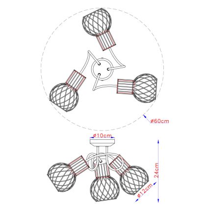 Globo 54013-3 - Припотолочная люстра ARGUSTO 3xE27/40W/230V
