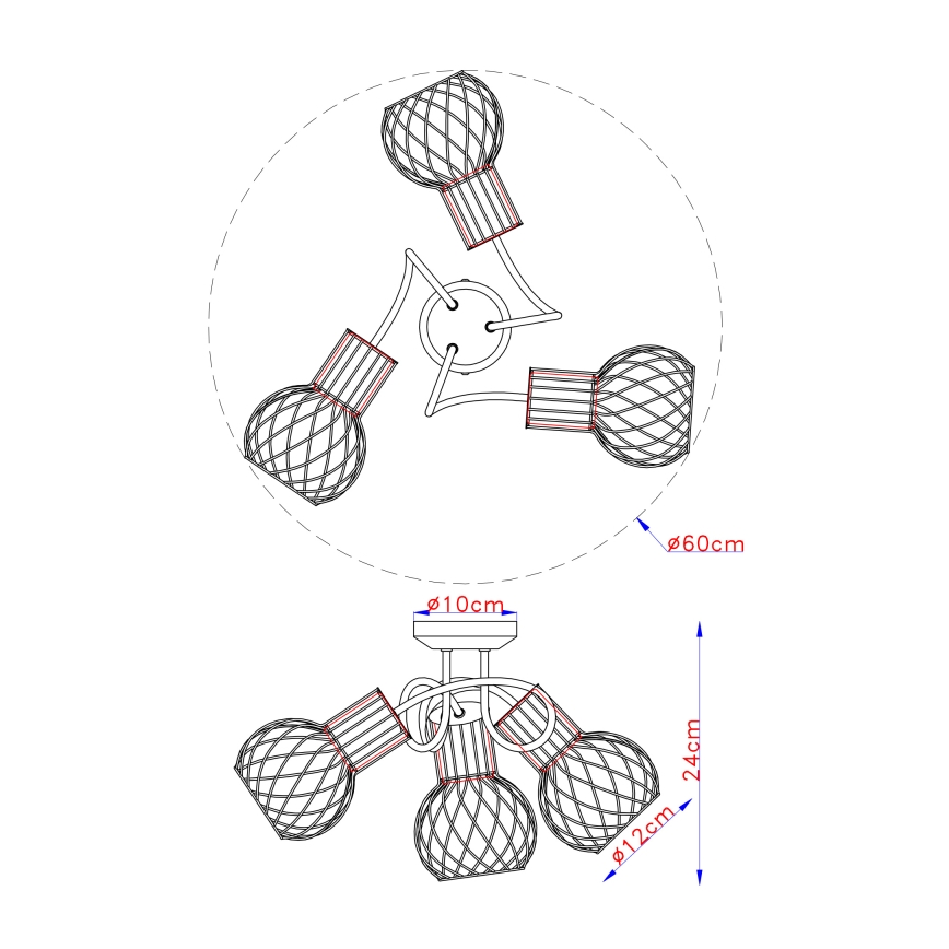 Globo - Пристельова люстра 3xE27/40W/230V