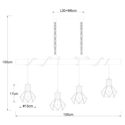 Globo - Підвісна люстра 4xE27/60W/230V