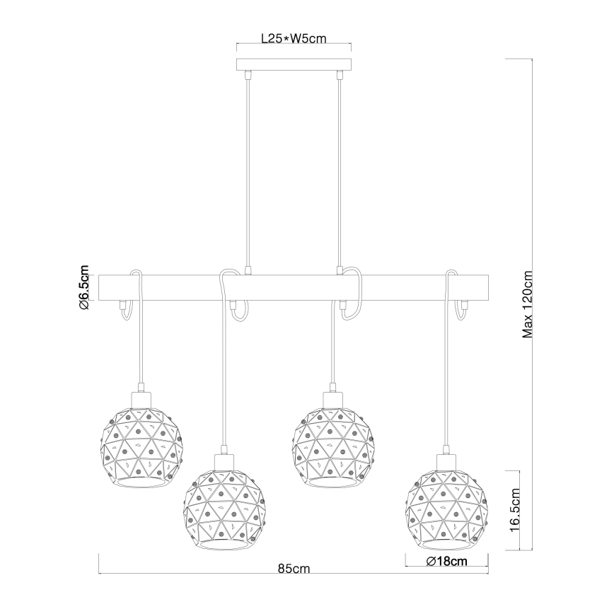 Globo 54029-4H - Люстра на тросі JODIE 4xE27/40W/230V бежева/чорна