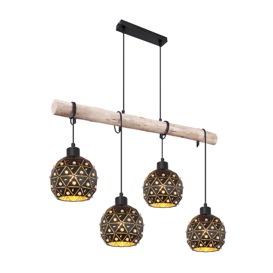 Globo 54029-4H - Подвесная люстра на тросе JODIE 4xE27/40W/230V, бежевый/чёрный