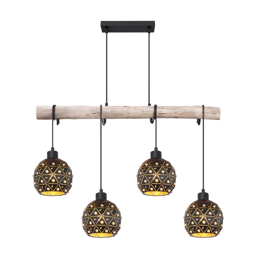 Globo 54029-4H - Подвесная люстра на тросе JODIE 4xE27/40W/230V, бежевый/чёрный