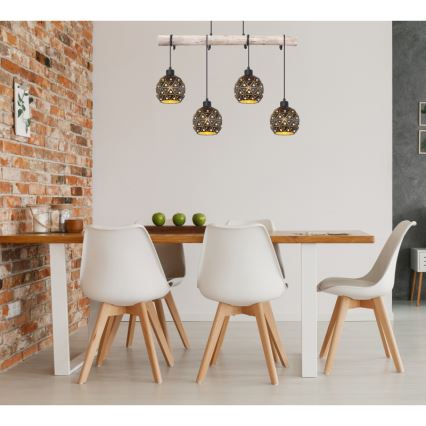 Globo 54029-4H - Подвесная люстра на тросе JODIE 4xE27/40W/230V, бежевый/чёрный