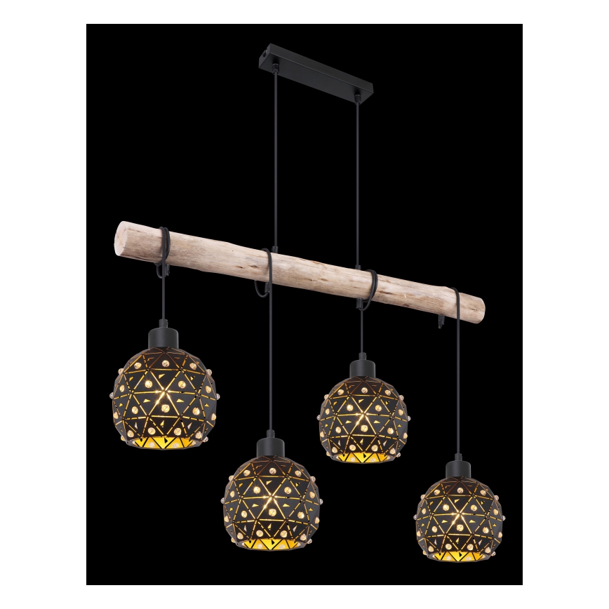 Globo 54029-4H - Подвесная люстра на тросе JODIE 4xE27/40W/230V, бежевый/чёрный