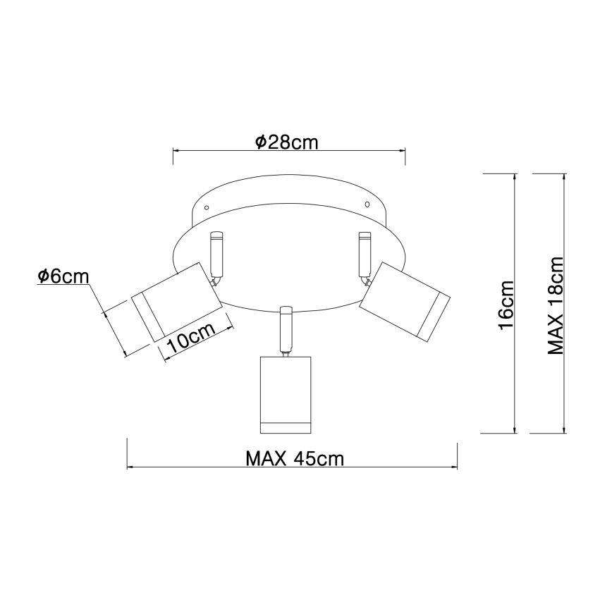 Globo - Точечный светильник 3xE27/60W/230V черное дерево