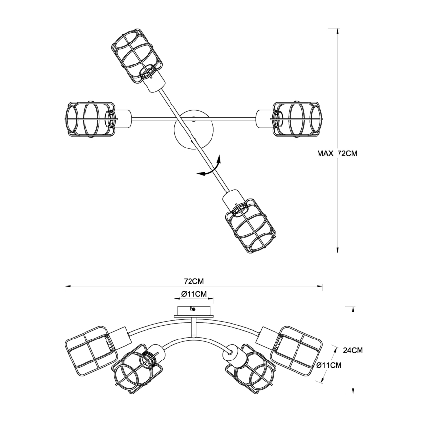 Globo - Накладна люстра 4xE27/40W/230V