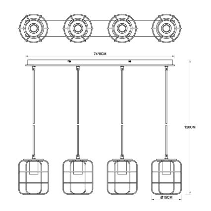 Globo - Подвесная люстра на тросе 4xE27/40W/230V