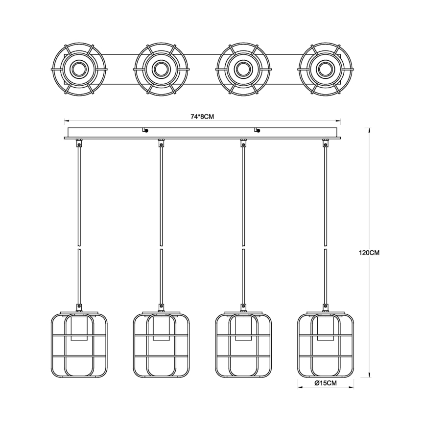 Globo - Подвесная люстра на тросе 4xE27/40W/230V
