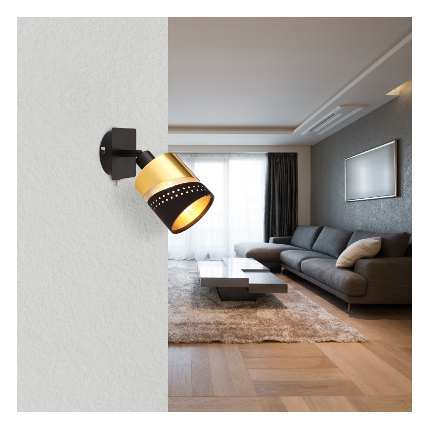 Globo - Настенный точечный светильник 1xE14/25W/230V черный/золотистый