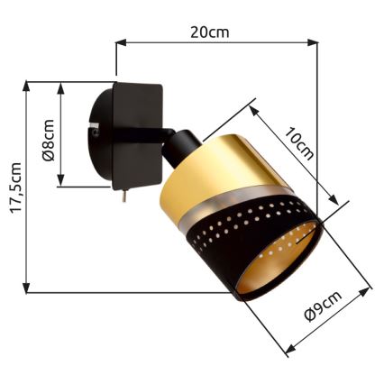 Globo - Настенный точечный светильник 1xE14/25W/230V черный/золотистый