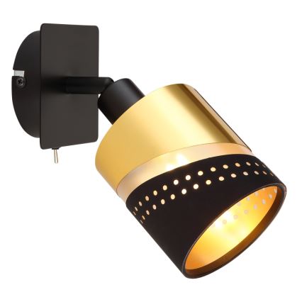 Globo - Настінний точковий світильник 1xE14/25W/230V чорний/золотий