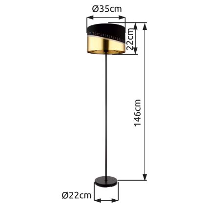 Globo - Торшер 1xE27/60W/230V диаметр 35 см черный/золотистый
