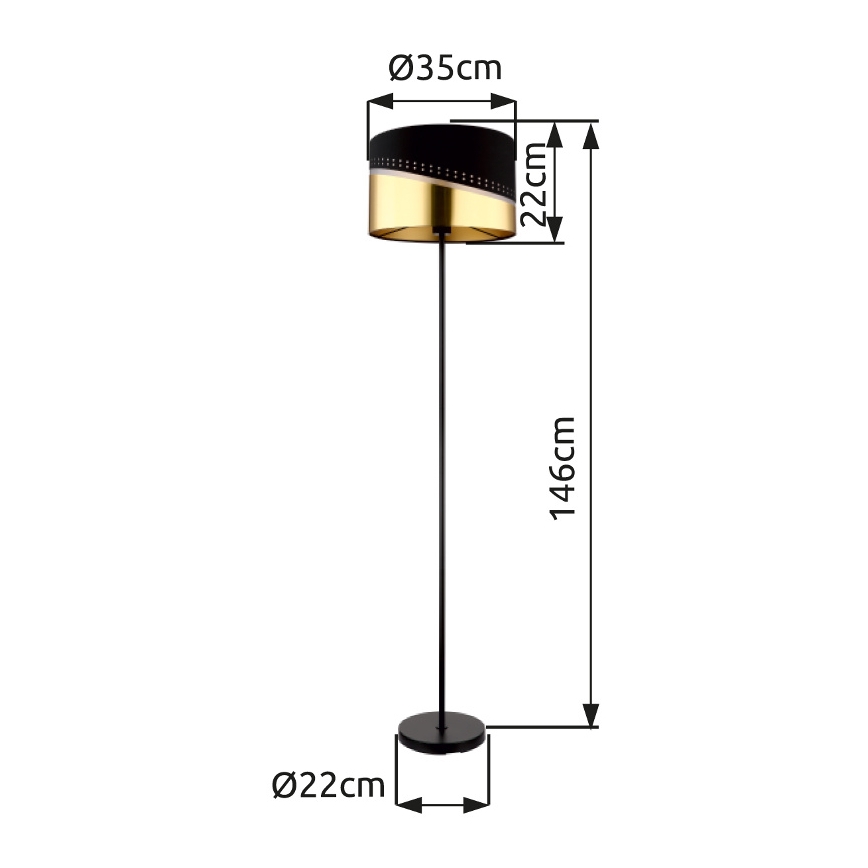 Globo - Торшер 1xE27/60W/230V диаметр 35 см черный/золотистый