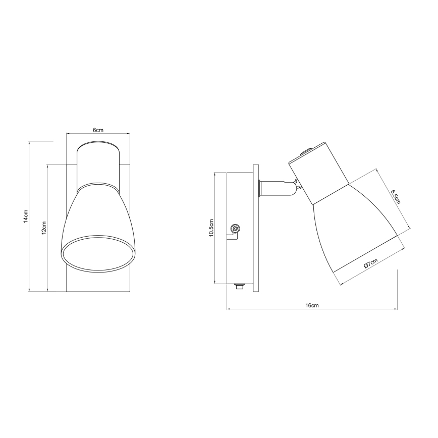 Globo - Настінний точковий світильник 1xE14/40W/230V чорний