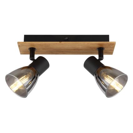 Globo - Настенный точечный светильник 2xE14/40W/230V черный/дерево