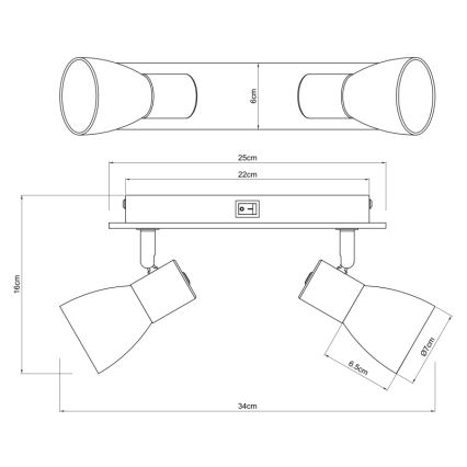 Globo - Настенный точечный светильник 2xE14/40W/230V черный/дерево