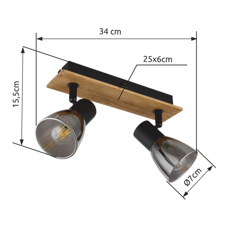 Globo - Настенный точечный светильник 2xE14/40W/230V черный/дерево
