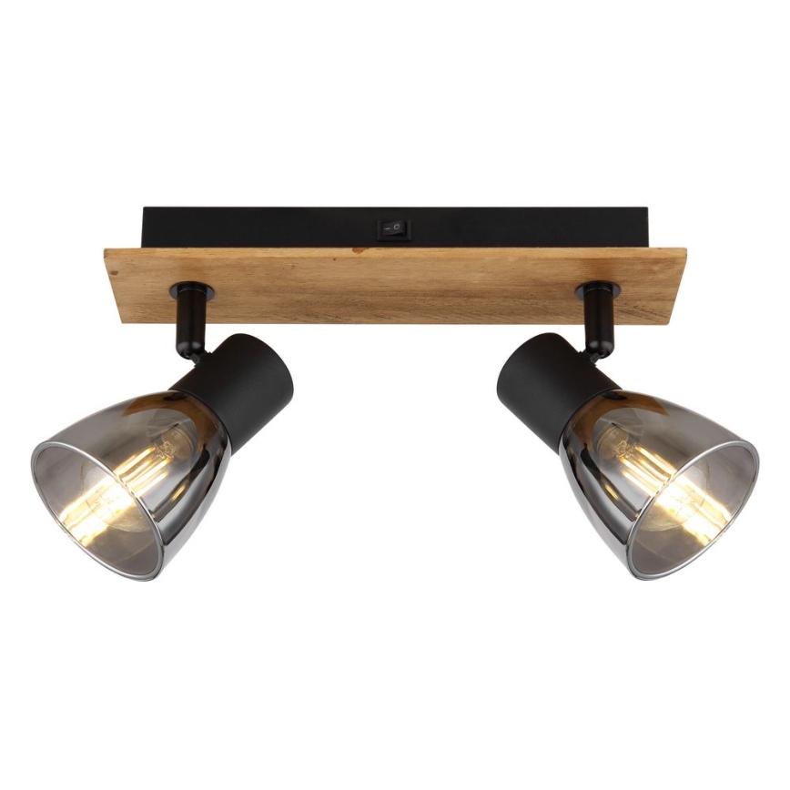 Globo - Настенный точечный светильник 2xE14/40W/230V черный/дерево