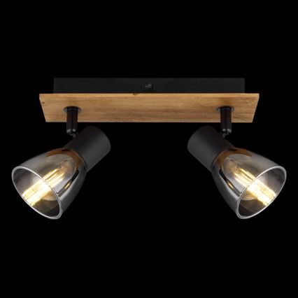 Globo - Настенный точечный светильник 2xE14/40W/230V черный/дерево