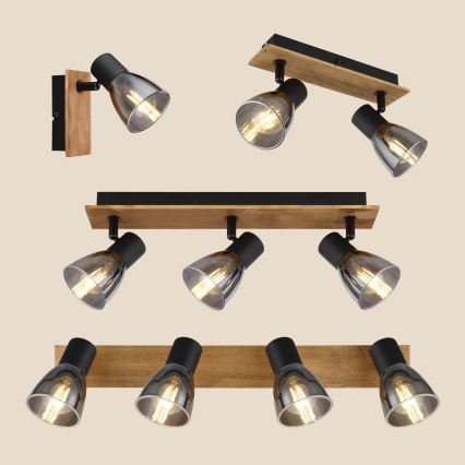 Globo - Настінний точковий світильник 2xE14/40W/230V чорний/дерево