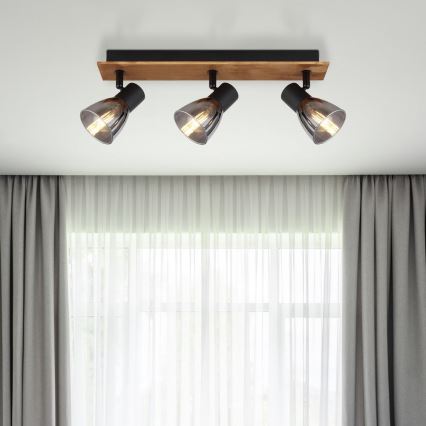 Globo - Точечный светильник 3xE14/40W/230V черный/дерево