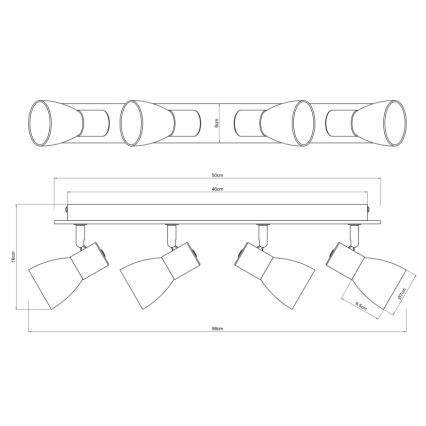 Globo - Точечный светильник 4xE14/40W/230V черный/дерево
