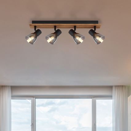 Globo - Точечный светильник 4xE14/40W/230V черный/дерево
