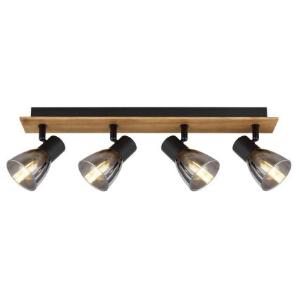 Globo - Точечный светильник 4xE14/40W/230V черный/дерево