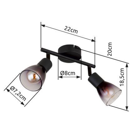 Globo - Точковий світильник 2xE14/25W/230V чорний
