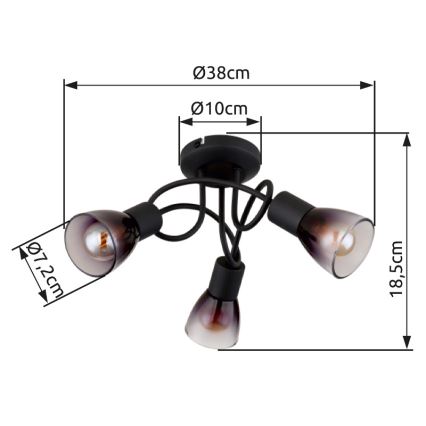 Globo - Пристельова люстра 3xE14/25W/230V чорний