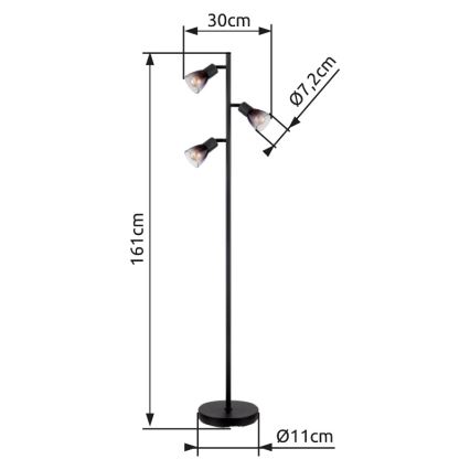 Globo - Торшер 3xE14/25W/230V чорний