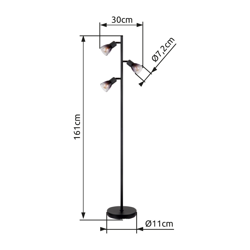 Globo - Торшер 3xE14/25W/230V чорний