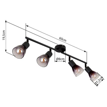Globo - Точковий світильник 4xE14/25W/230V чорний