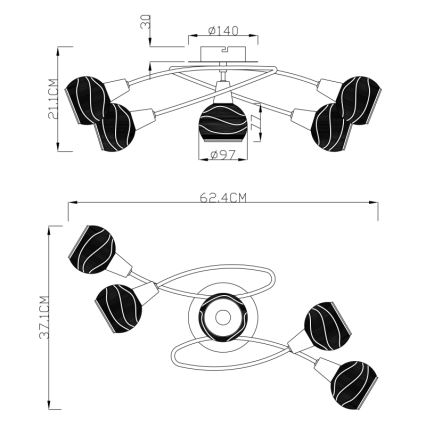 Globo 54341-5 - Светодиодный потолочный светильник ELLIOTT 5xE14/4W/230V