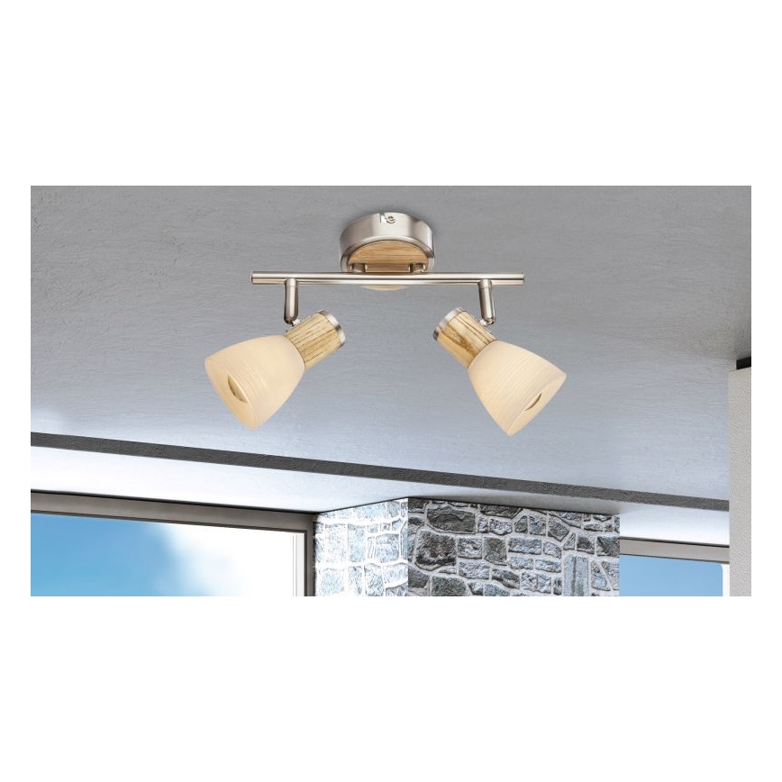 Globo - Точковий світильник 2xE14/40W/230V ясеневий