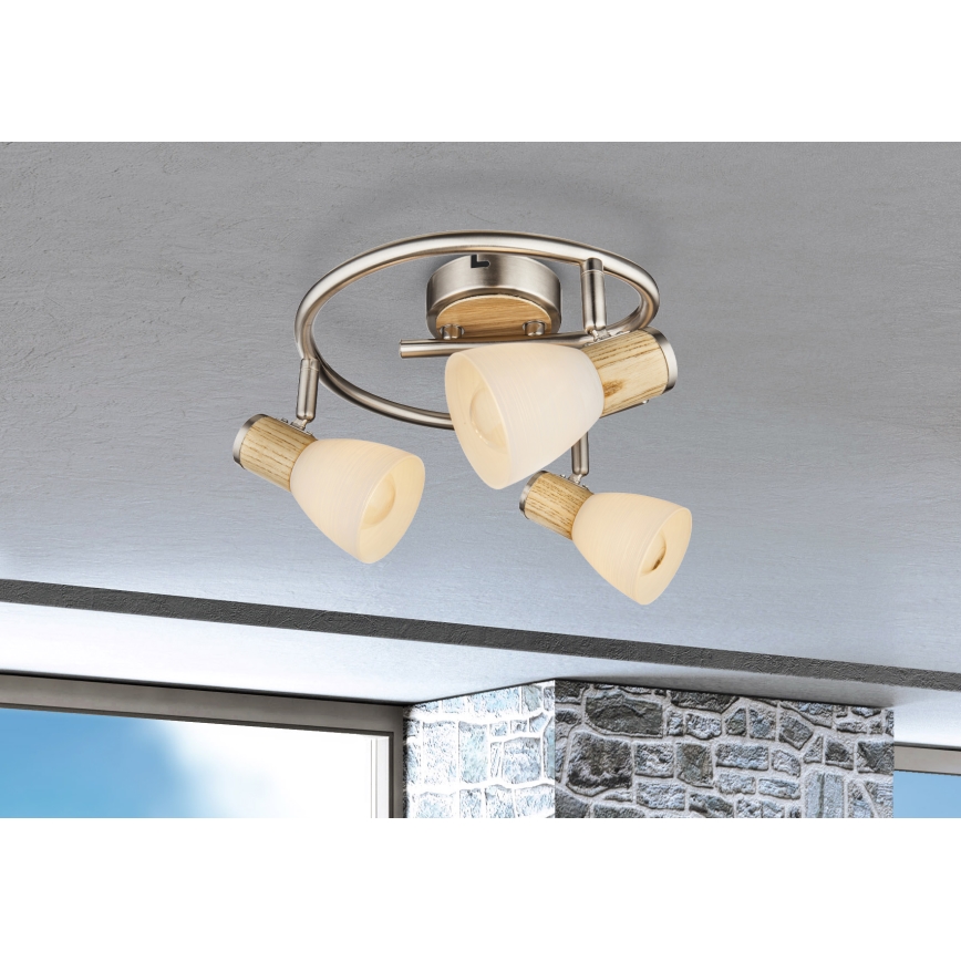 Globo - Точковий світильник 3xE14/40W/230V ясеневий