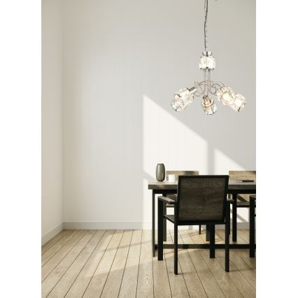 Globo 54356-5H - Светодиодная люстра на цепи KRIS 5xE14/40W/230V + LED/5W
