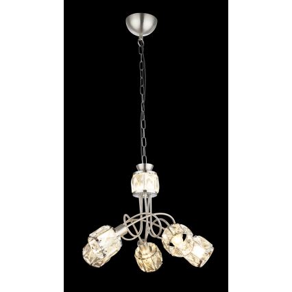 Globo 54356-5H - Светодиодная люстра на цепи KRIS 5xE14/40W/230V + LED/5W
