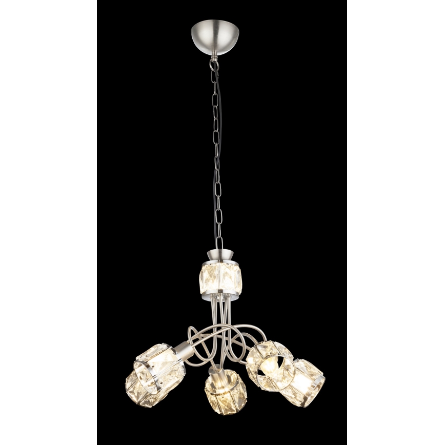 Globo 54356-5H - Светодиодная люстра на цепи KRIS 5xE14/40W/230V + LED/5W