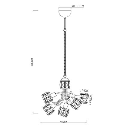 Globo 54356-5H - Светодиодная люстра на цепи KRIS 5xE14/40W/230V + LED/5W