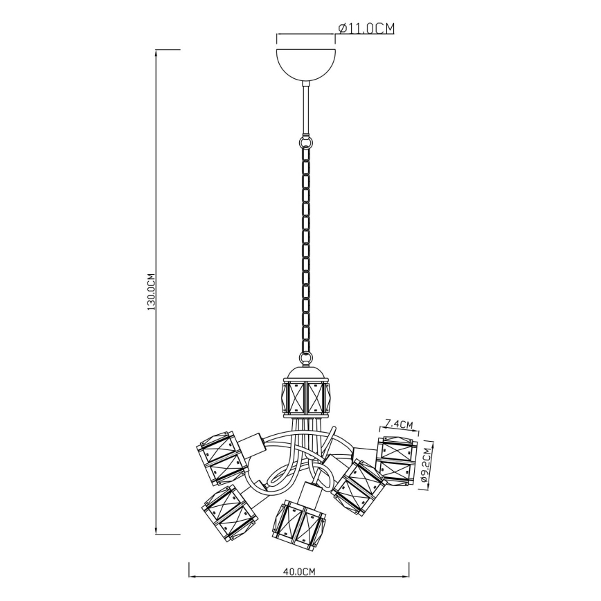 Globo 54356-5H - Светодиодная люстра на цепи KRIS 5xE14/40W/230V + LED/5W